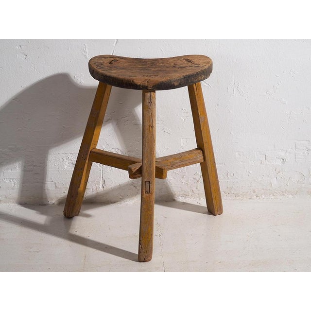 Brown Antique Chinese Crescent Stool, 1920 For Sale - Image 8 of 9