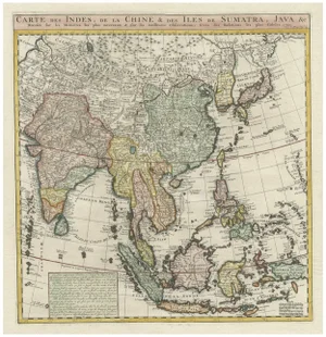 Antique Map of India, Southeast Asia and the Far East, 1719