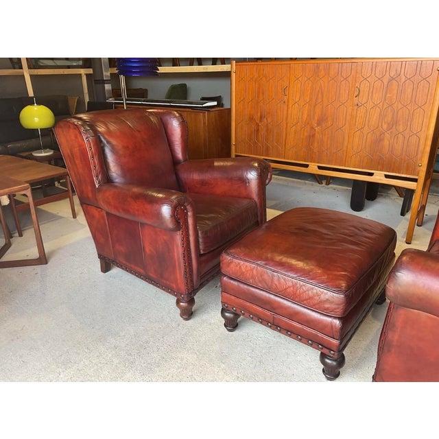 Animal Skin Wesley Hall Chairs with Ottoman, Set of 3 For Sale - Image 7 of 18