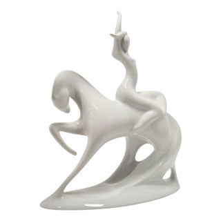 Mid-Century Art Deco Porcelain Lady Godiva Figurine by Jaroslav Ježek for Royal Dux, 1959 For Sale