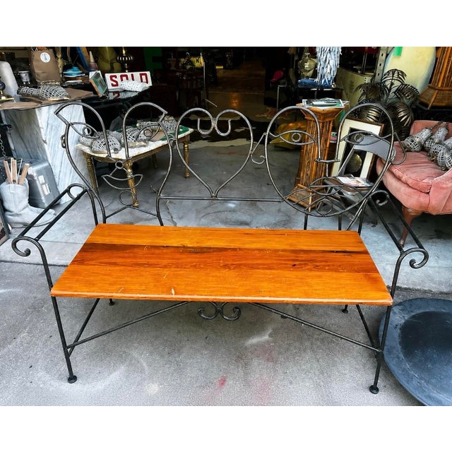 1970s Vintage Metal and Wooden Jon Risley Figurative Bench For Sale - Image 5 of 5
