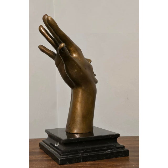 Late 20th Century Signed Solid Bronze Surrealist Hand and Face Sculpture For Sale In Pittsburgh - Image 6 of 10