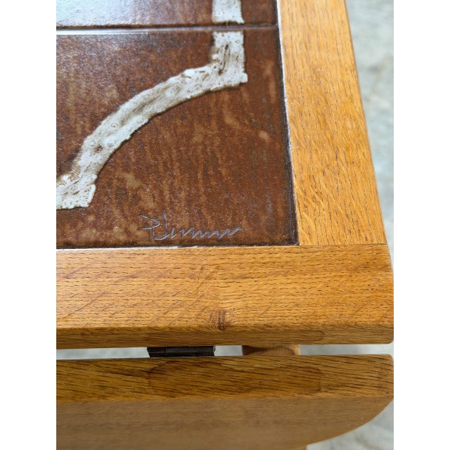 Oak Tile Top Drop-Leaf Folding End Table Danish Mid-Century Modern 1970s For Sale - Image 4 of 10