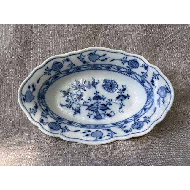 English Vintage Hand Painted Blue Meissen Serving Dish For Sale - Image 3 of 15