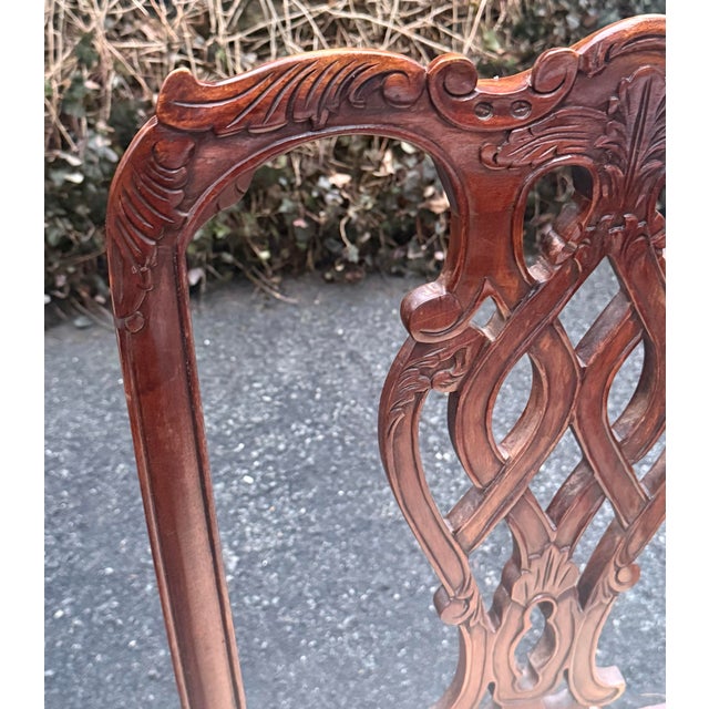 English Chippendale Style Carved Mahogany Ball & Claw Dining Side Chairs - Pair For Sale - Image 11 of 12