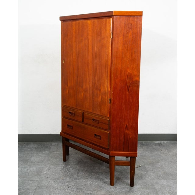 Mid-Century Modern Mid Century Danish Modern Corner Cabinet Unit Teak MCM Denmark Large 3 Drawers For Sale - Image 3 of 12