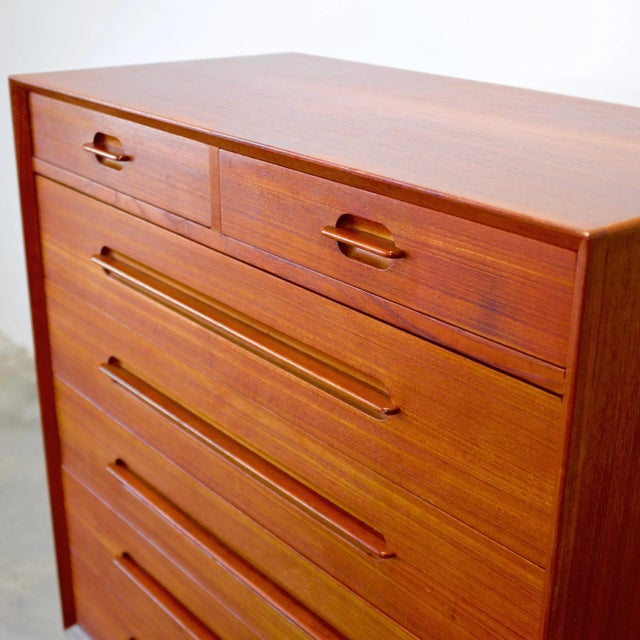 Ivan Gern Møbelfabrik Teak Seven Drawer Tall Dresser / Highboy Designed by Ejvind A. Johansson For Sale - Image 11 of 15