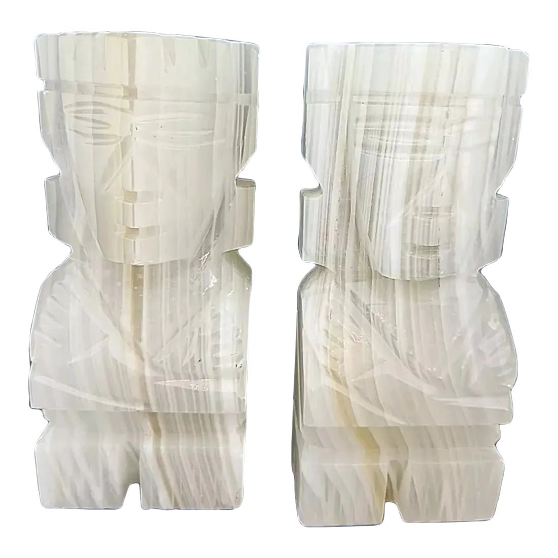 1980s Vintage Onyx Aztec Bookends- a Pair | Chairish