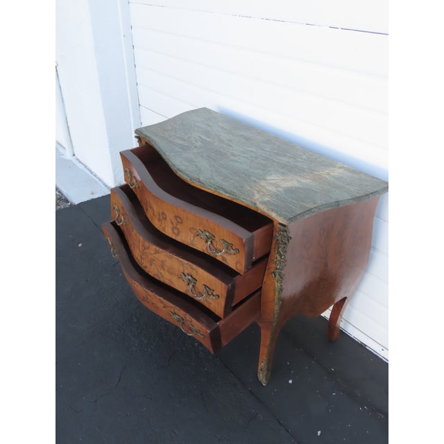 French Marble Top Bombay Serpentine Inlay Commode Dresser Bathroom Vanity 6433 For Sale - Image 18 of 18