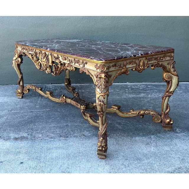 Vintage 19th Century Rococo Parcel Gilt Wood Console Table For Sale - Image 9 of 12