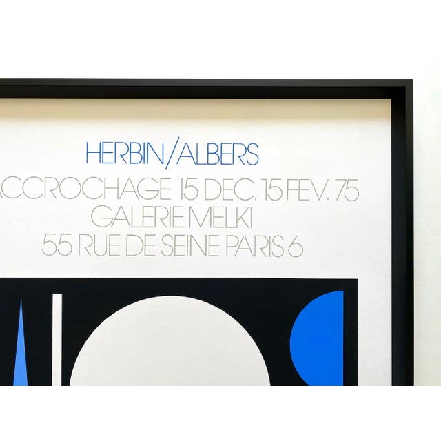 Royal Blue Auguste Herbin Vintage 1975 Mid Century Modernist Fine Art Silkscreen Print Framed Paris Exhibition Poster For Sale - Image 8 of 13