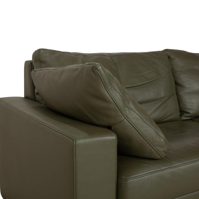 Olive Green Leather Claro Two-Seater Sofa with Manual and Electric Function from FSM For Sale - Image 5 of 15