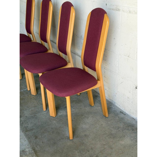 Pink Pink Upholstered Beechwood Dining Chairs 4-Set Denmark Mid-Century Modern 1980s For Sale - Image 8 of 10