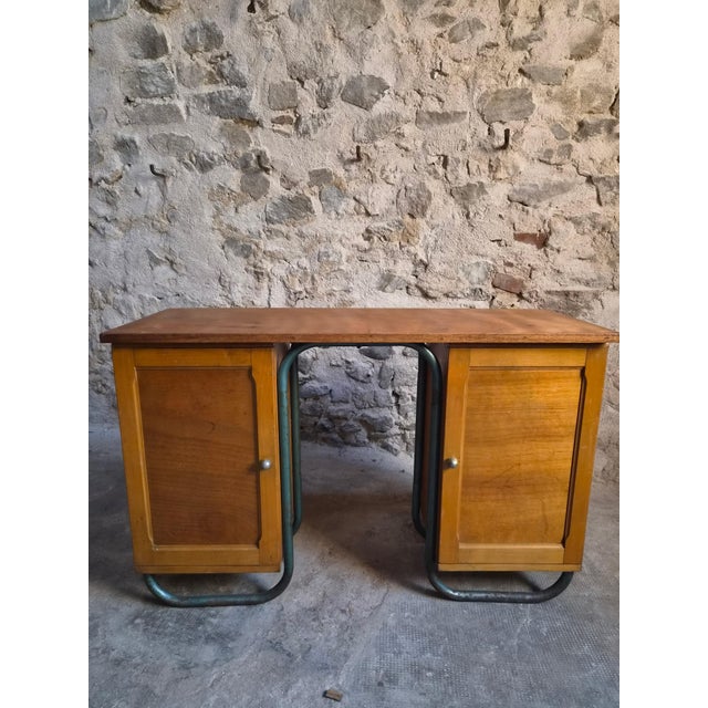 French Modern Beech and Tubular Steel Writing Desk, 1930s For Sale - Image 14 of 18