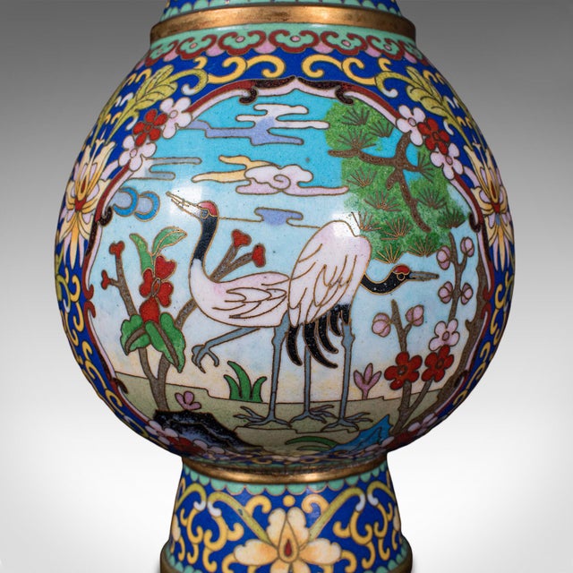Pair of Vintage Baluster Form Vases, Oriental, Cloisonne, Posy Urn, Circa 1960 For Sale - Image 10 of 10