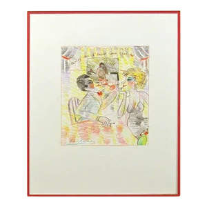 Earl Linderman "Parlez Moi D'Amour" Original Artwork Drawing Painting on Paper