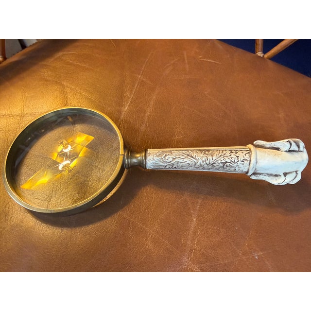 Traditional Brass Magnifying Glass With Dog Handle For Sale - Image 3 of 5