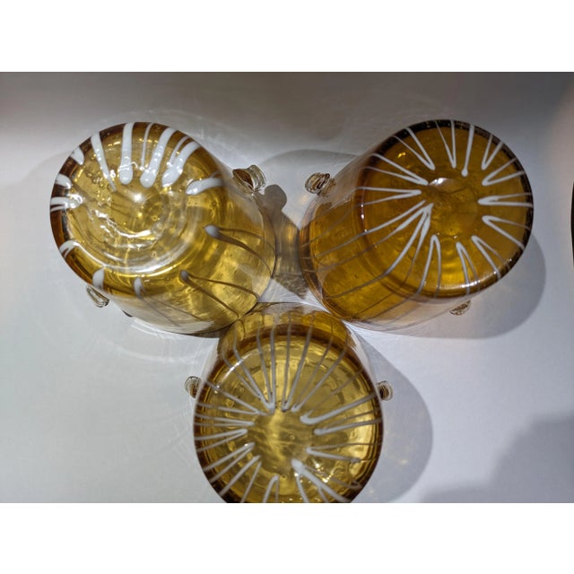 1970s Vintage 1970s Venini for Disaronno Murano Glass Ice Bucket, Amber & White For Sale - Image 5 of 13