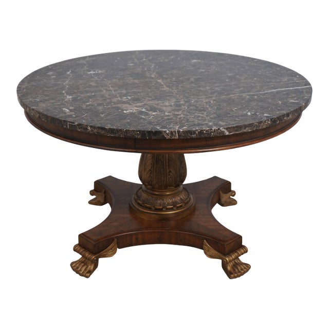 Lillian August 50” Round Empire Marble Top Dining Center Table For Sale