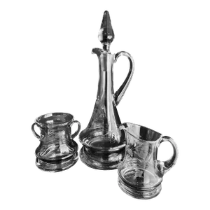 Early 20th Century Etched Crystal Decanter Set- 3 Pieces