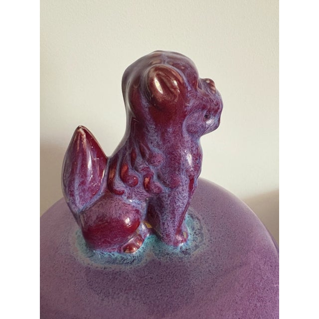 Temple Jars 1980s Purple Pottery a Pair 49” Tall For Sale - Image 10 of 12