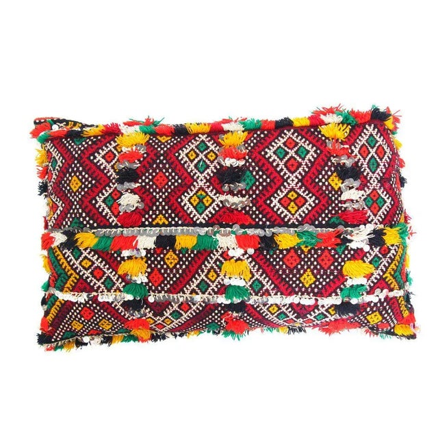 Handmade Moroccan Kilim Style Pillow with Sequins For Sale - Image 10 of 10