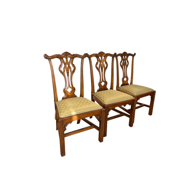 Chippendale Set of 3 Chippendale Accent Chairs For Sale - Image 3 of 12