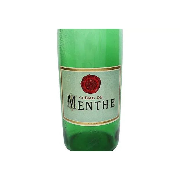 Large 1930s French bistro bottle. Maker's mark on underside. Light wear, oxidation, residue minerals inside.