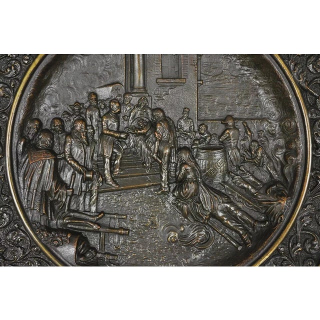 Antique Bronze King Umberto Visiting Cholera Hospital Naples 1884 Dish Wall Plaque. Item features fine cast bronze relief,...