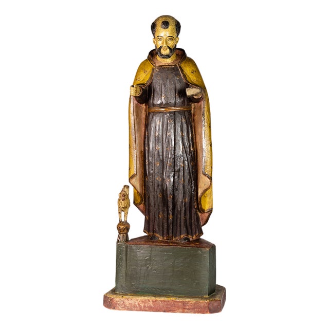 Saint Benedict Statue, Symbol of Faith & Guidance, 1980s, Wood For Sale