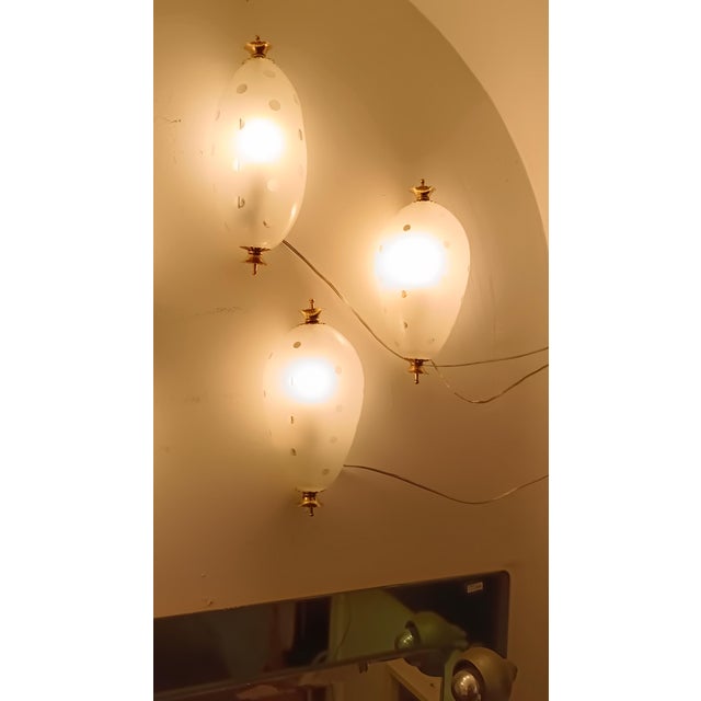 Gold Murano Glass and Brass Wall Lamps attributed to Paolo Venini for Venini, Italy, 1940s, Set of 2 For Sale - Image 8 of 9