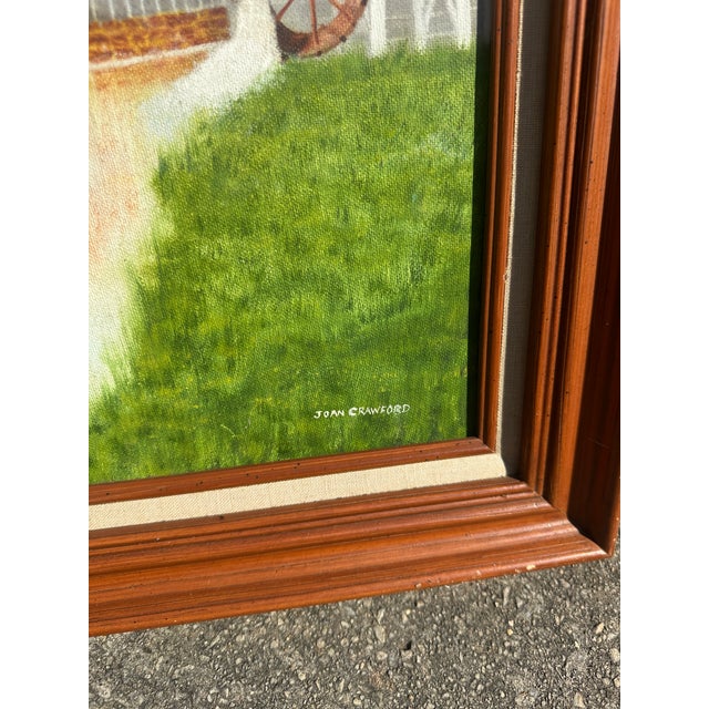 Wood 1990s Watermill and Colorful Foliage Landscape Painting on Canvas, Signed by the Artist, Framed For Sale - Image 7 of 8