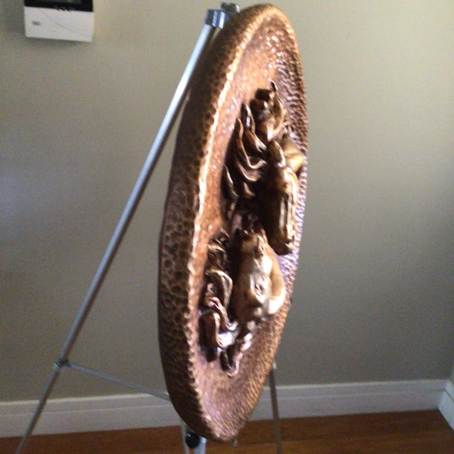 Mid-Century Modern Wild Spanish Horses Wall Medallion Gold Over Plaster For Sale - Image 3 of 13