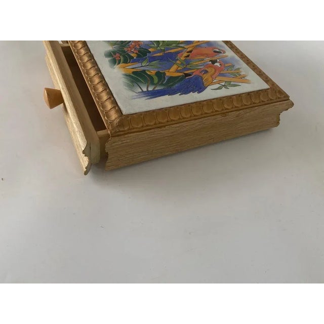 Wood Ceramic Center Table or Trivet with a Wood Box, France, 1960s For Sale - Image 7 of 13