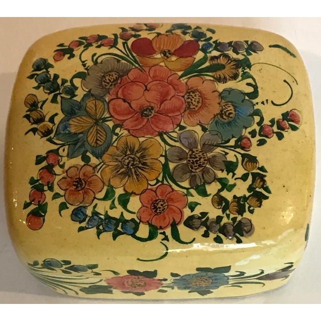 Vintage Hand Pinted Floral Paper Mache Box From India For Sale - Image 11 of 11