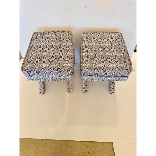 Billy Baldwin Style Faux Python Benches -A Pair | Chairish