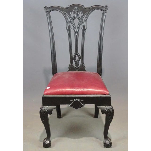 1940s 1940s Pair of English Chippendale Style Ball and Claw Foot Dining Chairs For Sale - Image 5 of 11
