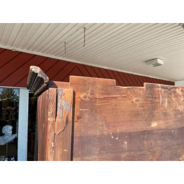 1950s Vintage Dark Pine Rustic Farmhouse Open Top Hutch With Shelf & 4 Drawers / Cupboard Below For Sale - Image 9 of 12