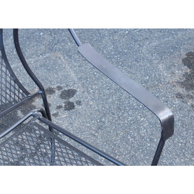 Black Vintage Set of Four Wrought Iron Patio Dining Chairs For Sale - Image 8 of 12