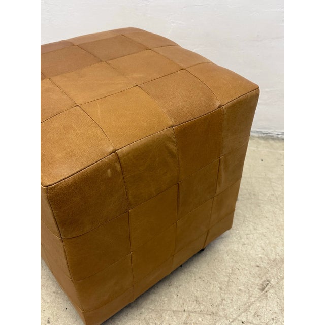 C Nissen’s Mobelfabrik Patchwork Leather Stool on Casters For Sale - Image 10 of 12