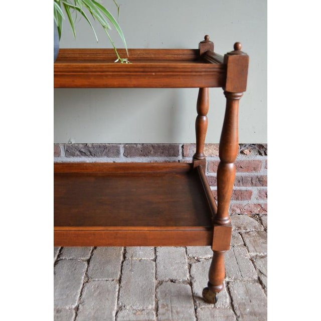 Brown Oak Wooden Tea Trolley For Sale - Image 8 of 11