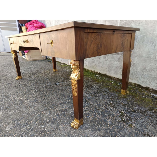 Empire Desk in Bronze and Leather, 1950s For Sale - Image 6 of 18