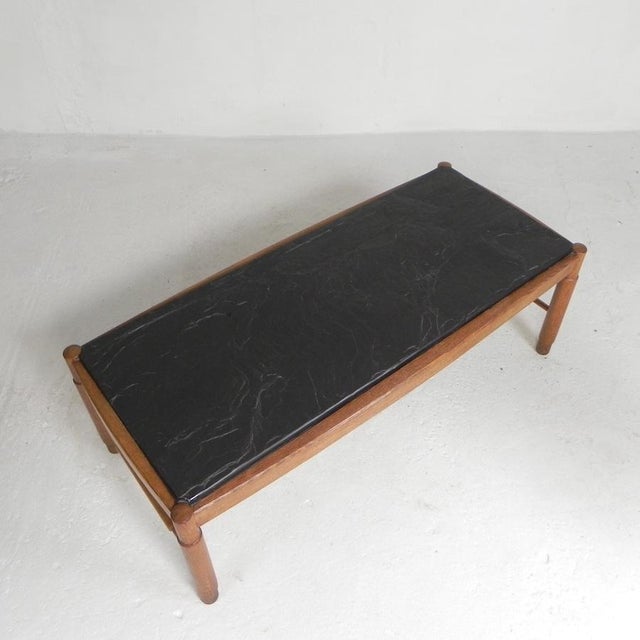 Wood Vintage Oak Coffee Table with Slate Top in Oak Frame, 1960s For Sale - Image 7 of 18