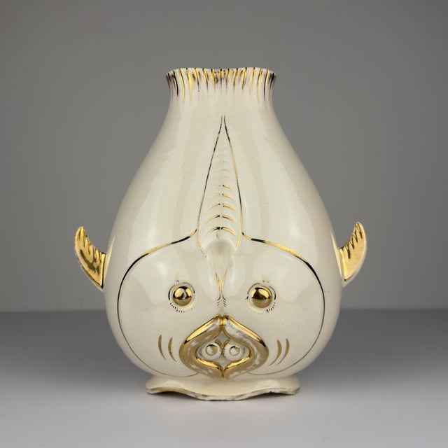 Ceramic Vintage Ceramic Fish-Shaped Vase, Italy, 1950s For Sale - Image 7 of 18