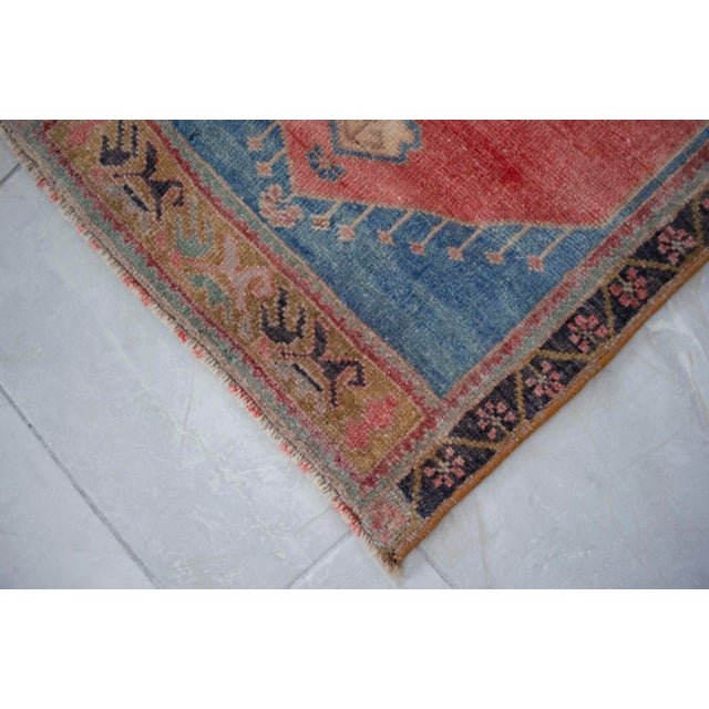 Red Hand Knotted Door Mat, Entryway Rug, Bath Mat, Kitchen Decor, Small Rug, Turkish Rug - 1′7″ × 3′8″ For Sale - Image 8 of 13