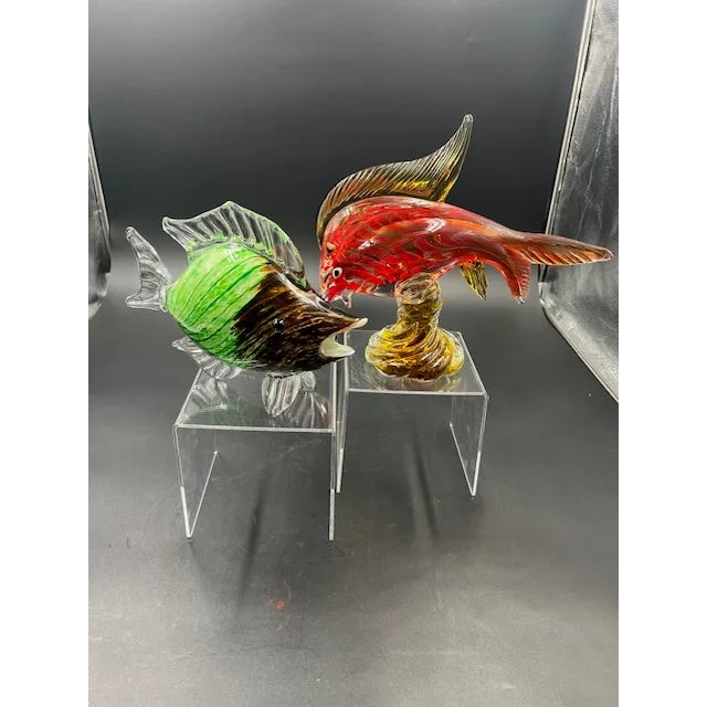 Pair of Vintage Italian Art Glass Fish Styled After Murano For Sale - Image 12 of 12