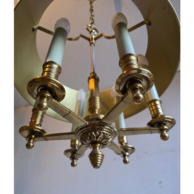 Black Chandelier in Brass and Lacquered Metal, 1970s For Sale - Image 8 of 9