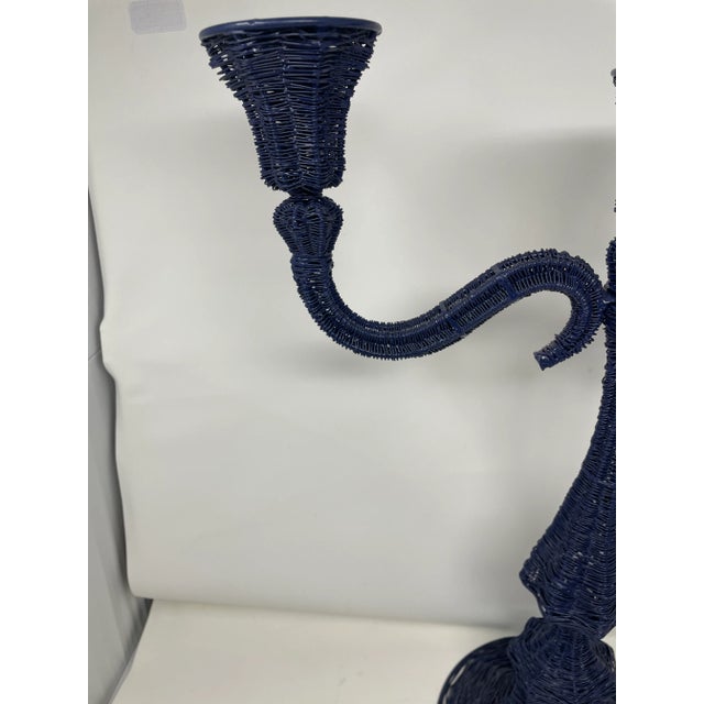 Royal Blue Tall Wire Candelabra Royal Blue 19" For Sale - Image 8 of 12