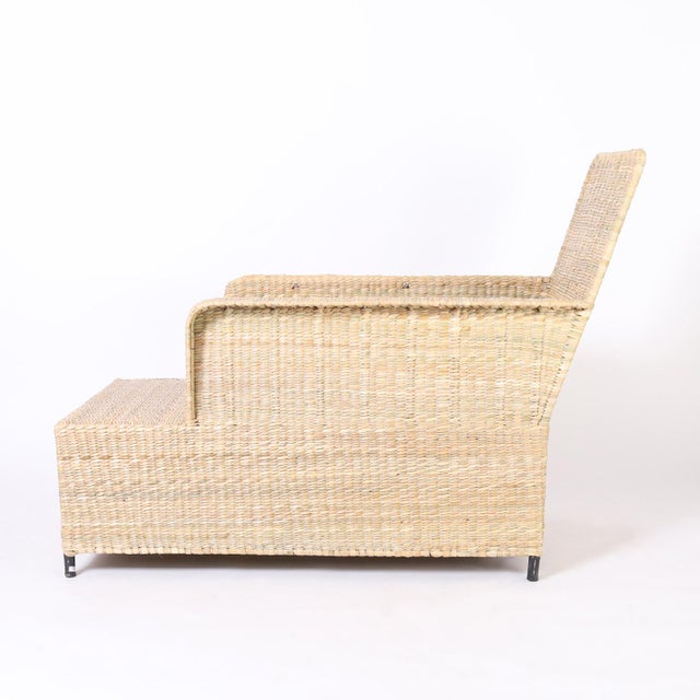 Woven Reed Chaise Lounges With Magazine Racks For Sale In West Palm - Image 6 of 10