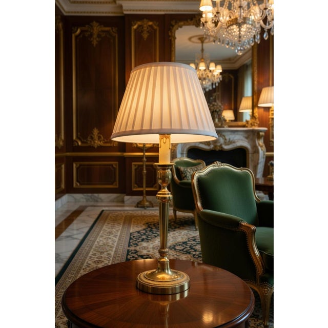 This beautifully crafted brass table lamp is a timeless decorative piece, perfect for adding warmth and sophistication to...